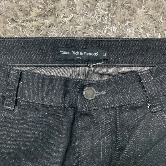 Men’s Young Rich & Famous NYC Black Jeans EUC Embellished Size 38 - Picture 5 of 13
